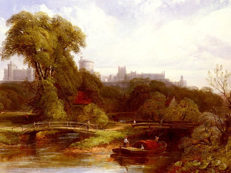 1811-Thomas Creswick - Una vista del castello di Windsor